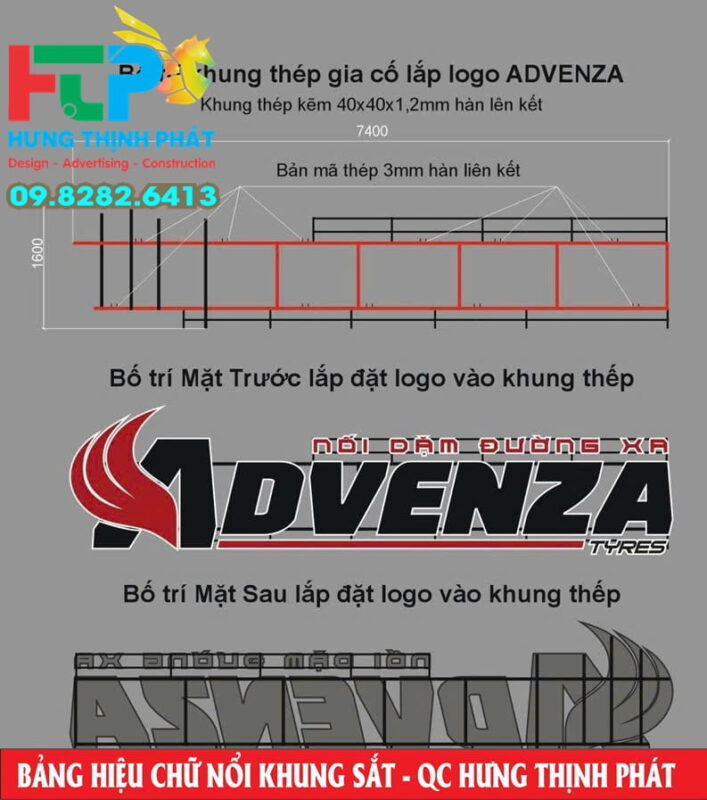 bang ve bo tri lap dat chu vao khung sat
