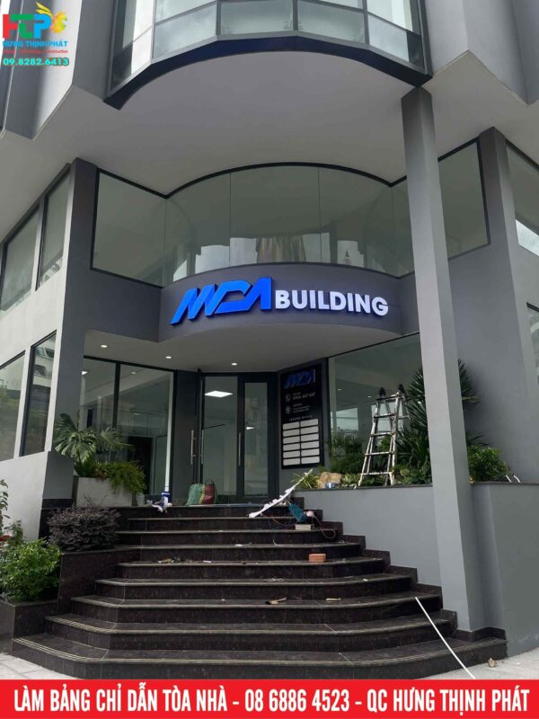 Thi công bộ chữ nổi logo tòa nhà MDA