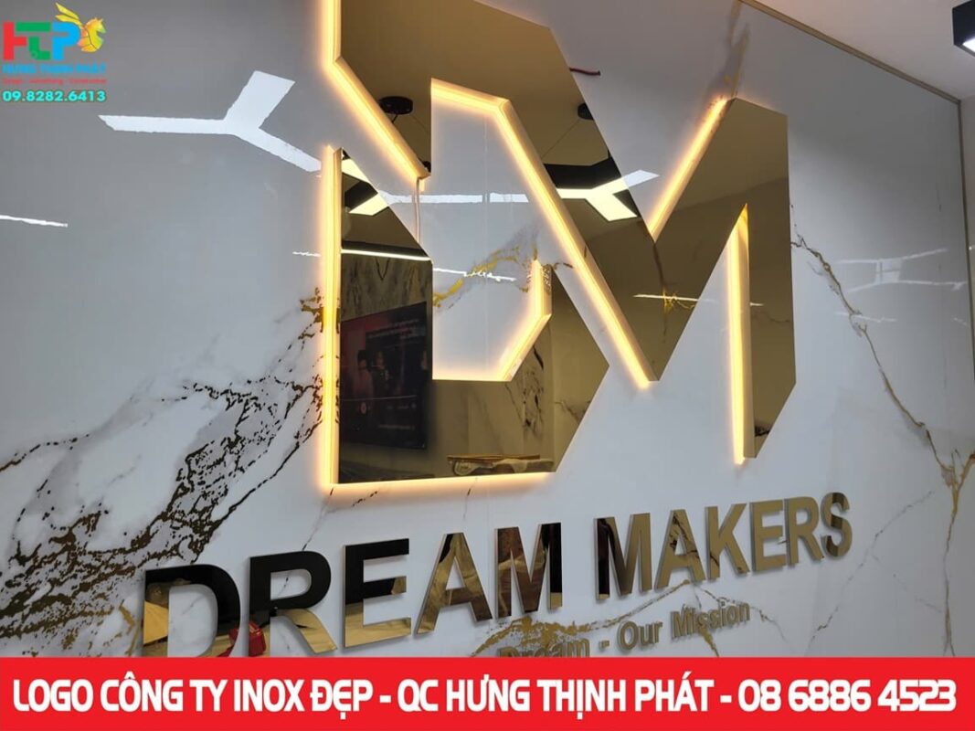 Logo cong ty chu inox vàng dep