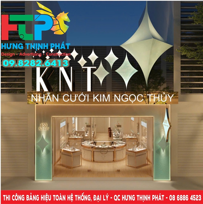 thiet ke thi cong bien hieu chuoi cua hang trang suc kim ngoc thuy