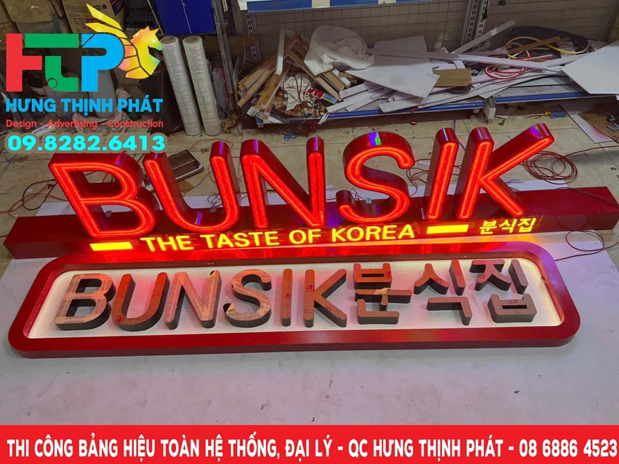 Thi công bộ chữ nỏi vô cực cho nhà hàng BunSIk Hàn Quốc